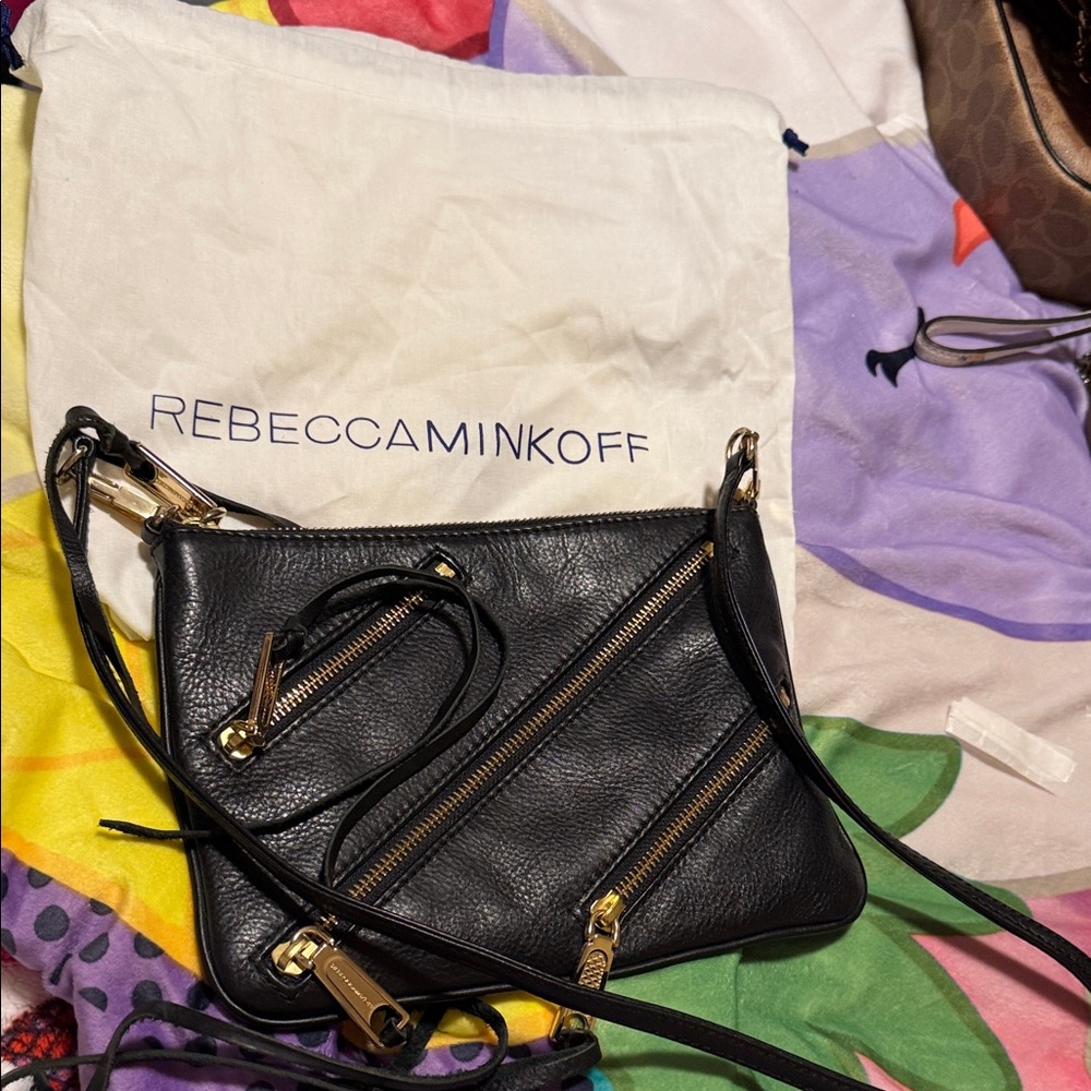 Rebecca Minkoff Black Crossbody Bag with Gold Accents